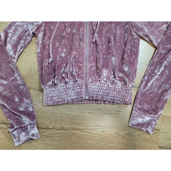 Weekend Edition women's lavender crop top velvet suede zip up hoodie size small - Picture 2 of 5